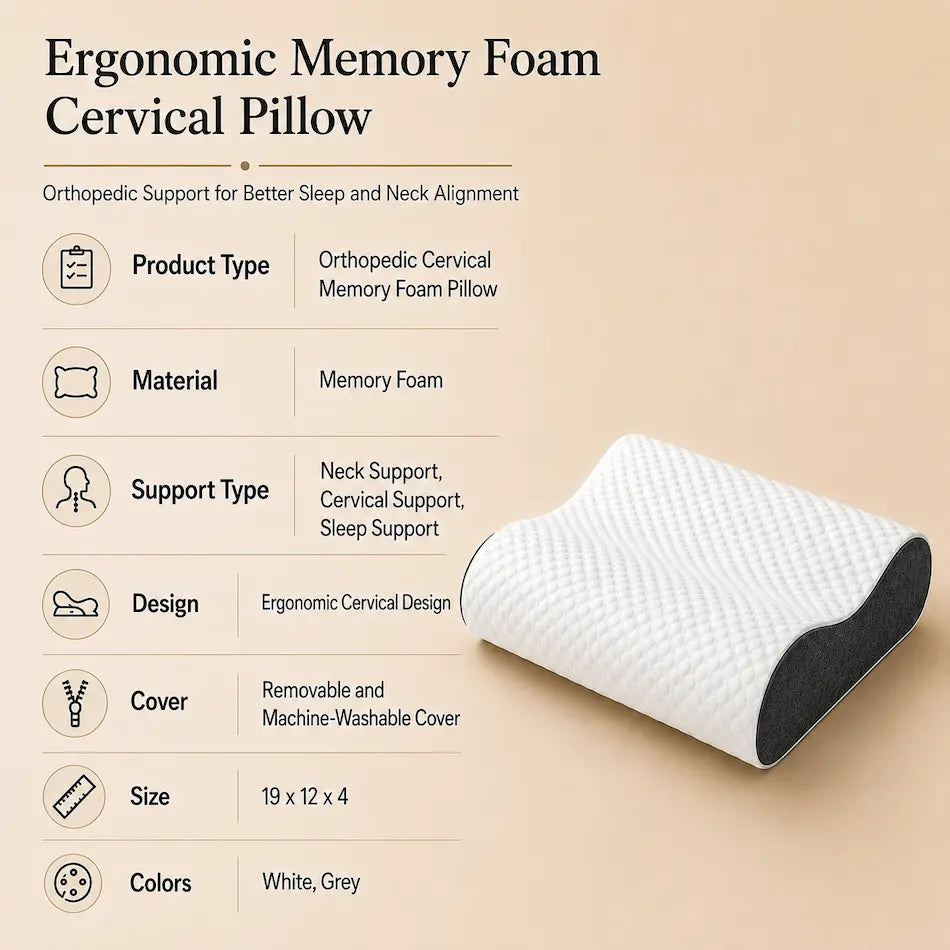 Ergonomic Memory  Foam Cervical Pillow